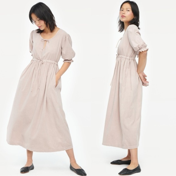 LACAUSA Dresses & Skirts - Lacausa Sappho Midi Dress Mushroom Size Large Neutral Cottage Prairie Ethereal